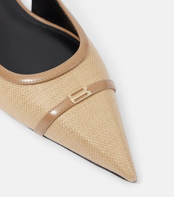Leather-trimmed raffia slingback flats | Victoria Beckham