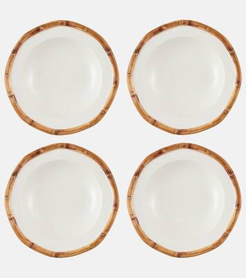 Bamboo set of 4 ceramic soup plates | Les-Ottomans