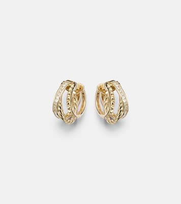 DY Crossover® 18kt gold hoop earrings with diamonds | David Yurman