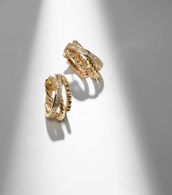 DY Crossover® 18kt gold hoop earrings with diamonds | David Yurman