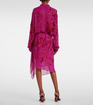 Sequined draped chiffon midi skirt | Dries Van Noten