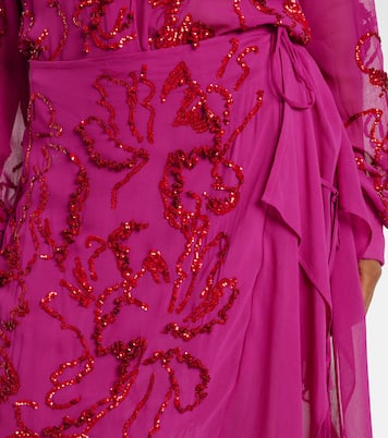 Sequined draped chiffon midi skirt | Dries Van Noten