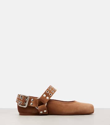 Mary-Jane-Ballerinas Biker aus Veloursleder | Alaïa