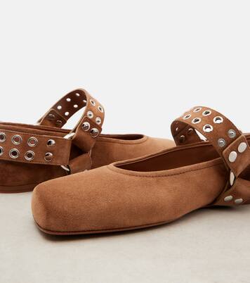 Mary-Jane-Ballerinas Biker aus Veloursleder | Alaïa