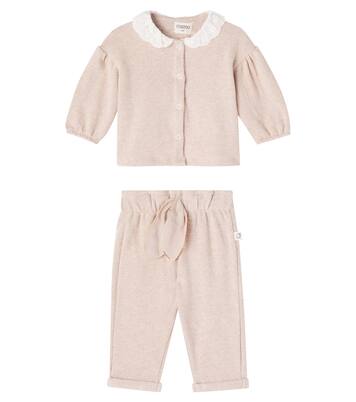 Baby cotton-blend cardigan and sweatpants set | Cozmo