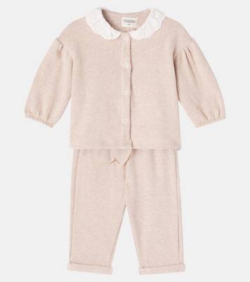 Baby cotton-blend cardigan and sweatpants set | Cozmo