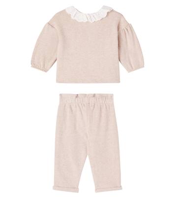 Baby cotton-blend cardigan and sweatpants set | Cozmo