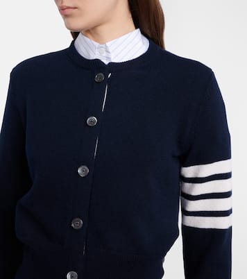 Cardigan 4-Bar en laine vierge intarsia | Thom Browne