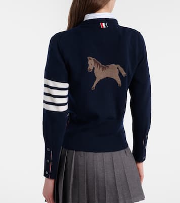 Cardigan 4-Bar en laine vierge intarsia | Thom Browne