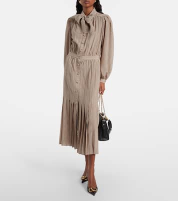 Robe midi rayée en soie | Valentino