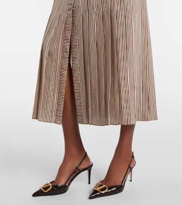 Robe midi rayée en soie | Valentino