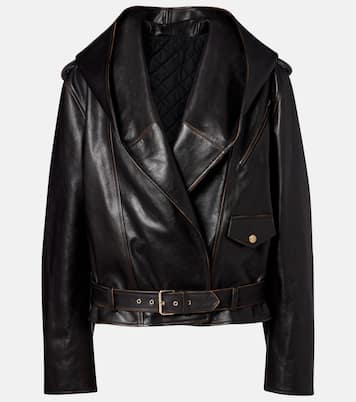 Hooded leather biker jacket | Alaïa