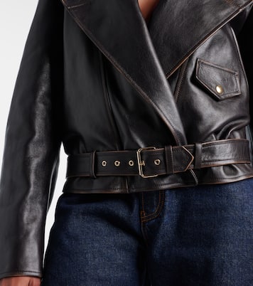 Hooded leather biker jacket | Alaïa