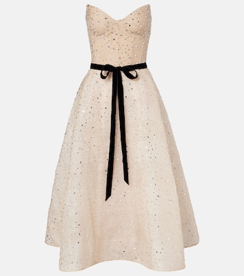 Belted embellished cocktail dress | Monique Lhuillier