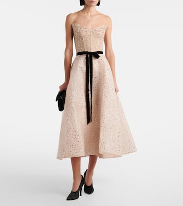 Belted embellished cocktail dress | Monique Lhuillier
