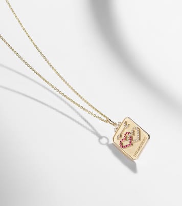 Collana The Lovers Tarot Card in oro 14kt con rubini e diamanti | Sydney Evan