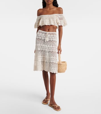 Crop top Filigree de croché de algodón sin tirantes | Anna Kosturova