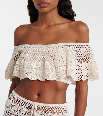 Crop top Filigree de croché de algodón sin tirantes | Anna Kosturova