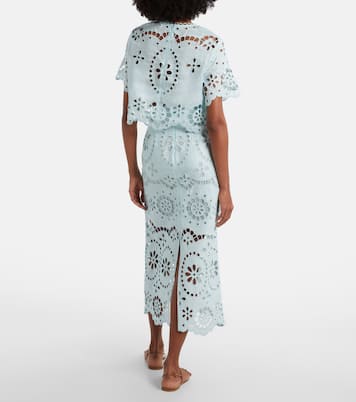 Falda midi Awaken de lino bordada | Zimmermann