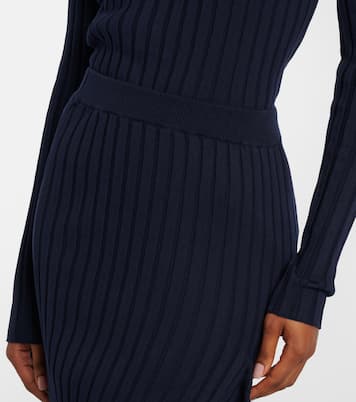 Ribbed-knit ruffled cotton midi skirt | Stella McCartney