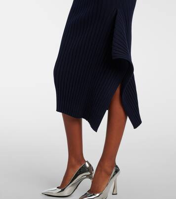 Ribbed-knit ruffled cotton midi skirt | Stella McCartney