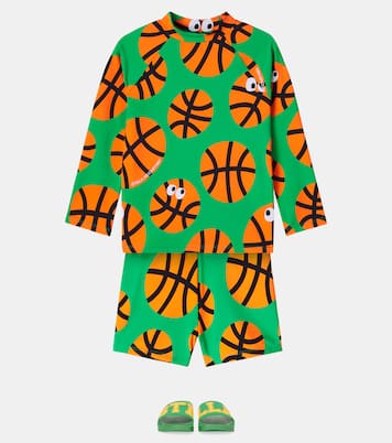 Basketballs printed jersey rashguard top | Stella McCartney Kids
