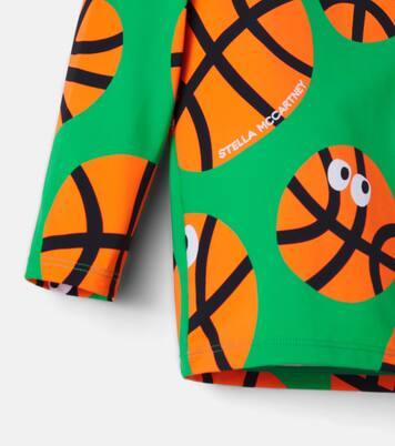 Basketballs printed jersey rashguard top | Stella McCartney Kids