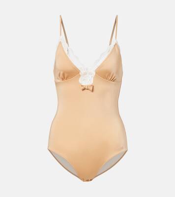 Bow-detail lace-trimmed bodysuit | Chloé