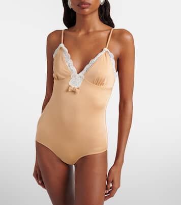 Bow-detail lace-trimmed bodysuit | Chloé