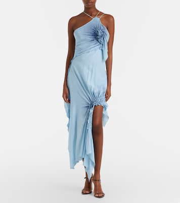 Asymmetric smocked silk cocktail dress | Victoria Beckham