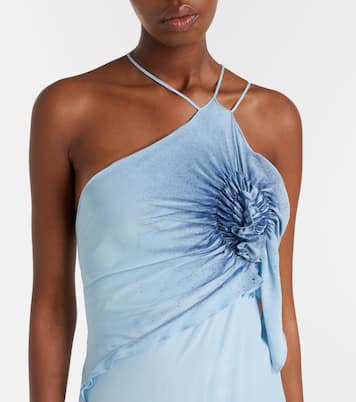 Asymmetric smocked silk cocktail dress | Victoria Beckham