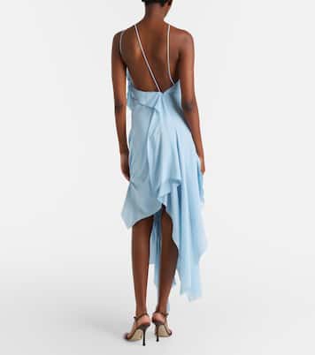Asymmetric smocked silk cocktail dress | Victoria Beckham