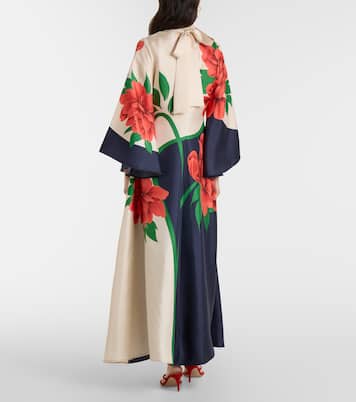 Robe longue Magnifico en sergé de soie à fleurs | La DoubleJ