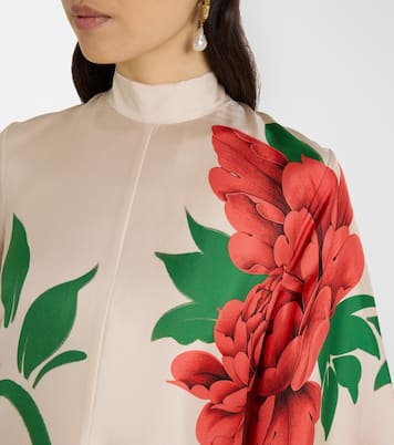 Robe longue Magnifico en sergé de soie à fleurs | La DoubleJ