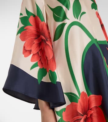 Robe longue Magnifico en sergé de soie à fleurs | La DoubleJ