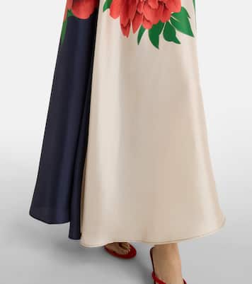 Robe longue Magnifico en sergé de soie à fleurs | La DoubleJ