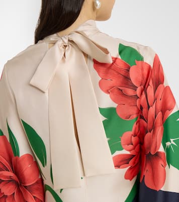 Robe longue Magnifico en sergé de soie à fleurs | La DoubleJ