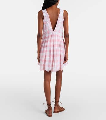 Broderie anglaise checked cotton poplin minidress | Juliet Dunn