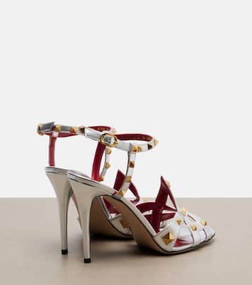 Sandalen Rockstud aus Metallic-Leder | Valentino Garavani