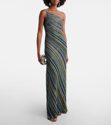 One-Shoulder-Maxikleid aus Lamé mit Pailletten | Missoni
