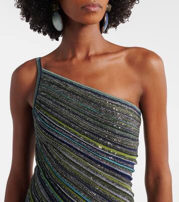 One-Shoulder-Maxikleid aus Lamé mit Pailletten | Missoni