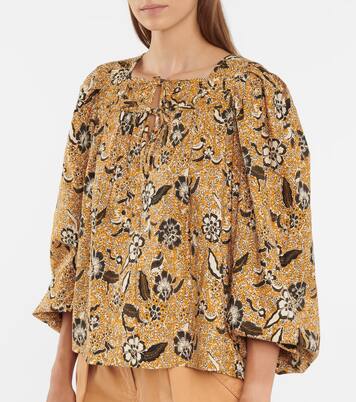 Blouse Issa en coton extensible imprimé | Ulla Johnson
