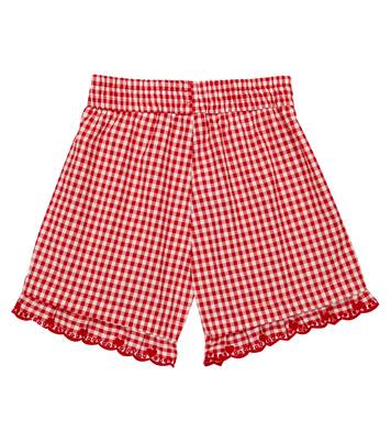 Gingham embroidered cotton shorts | Monnalisa