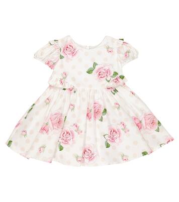 Polka-dot and floral cotton dress | Monnalisa