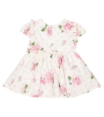 Polka-dot and floral cotton dress | Monnalisa