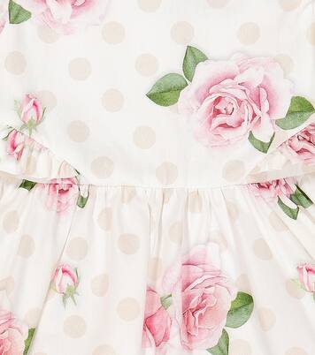 Polka-dot and floral cotton dress | Monnalisa