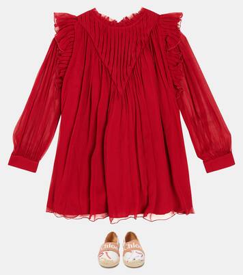Ruffled silk chiffon dress | Chloé Kids