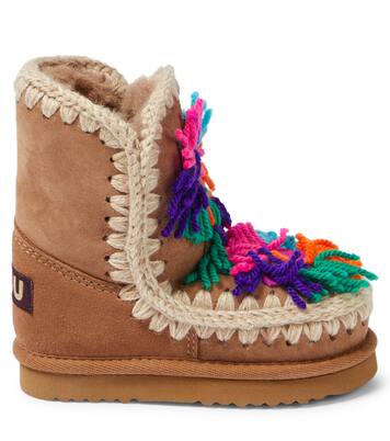 Floral-appliqué suede boots | Mou Kids