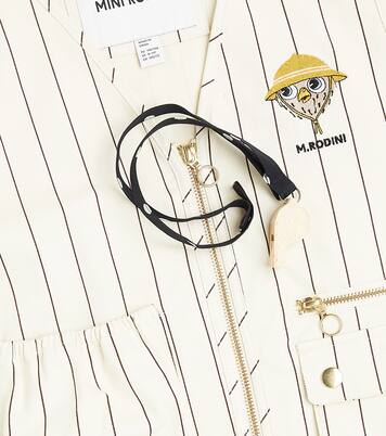 Owl embroidered pinstripe vest and whistle set | Mini Rodini
