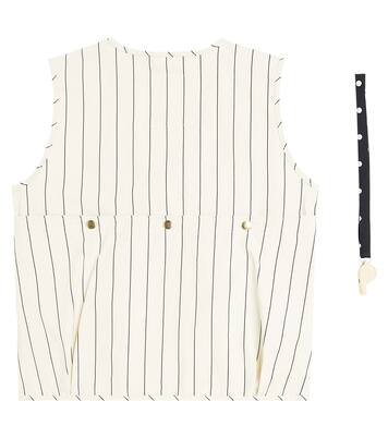 Owl embroidered pinstripe vest and whistle set | Mini Rodini